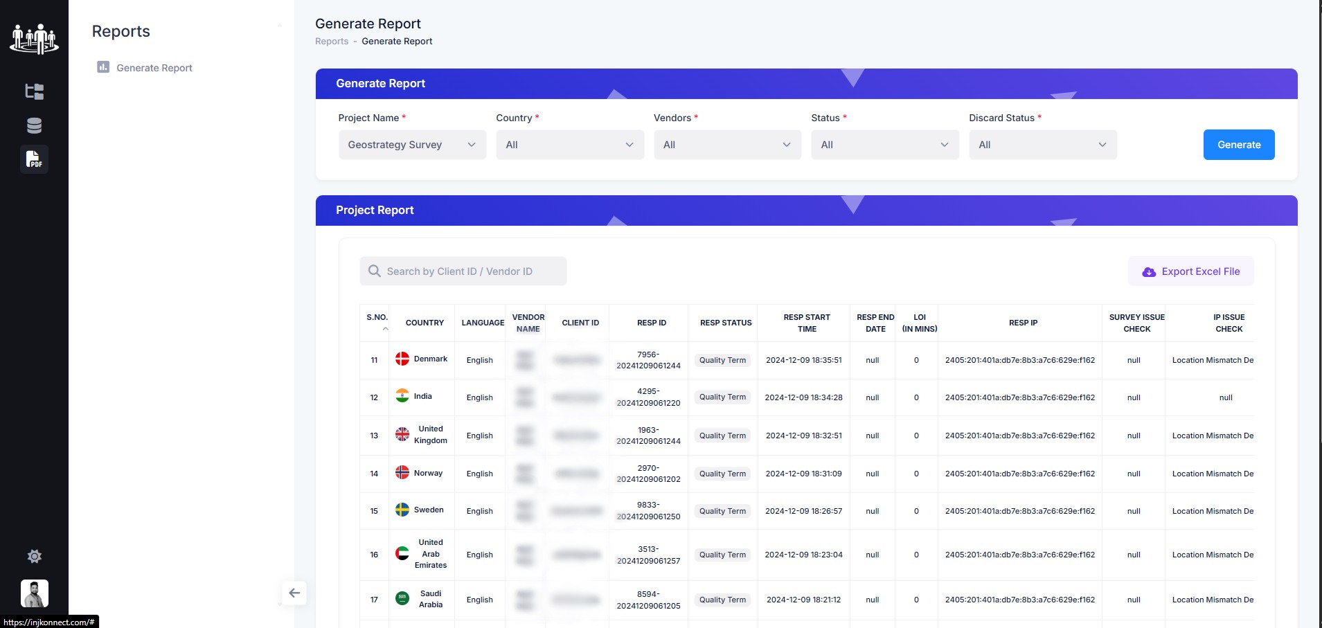 Project Management Interface
